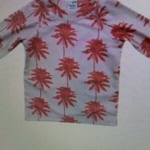 Kids Swim Rash Guard with Red Palm Print